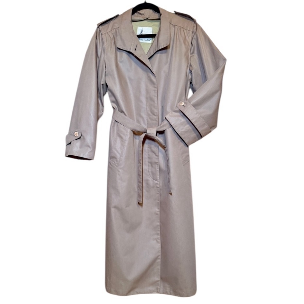 Misty Harbor Belted Beige Trench Coat Pockets Lined Water Resistant Size Large